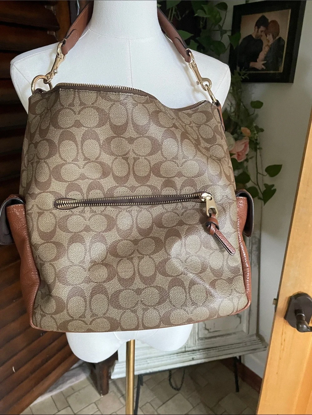 Coach C1523 Pennie Crossbody Shoulder Bag Signature Canvas Hobo Bag As Is - Picture 8 of 16
